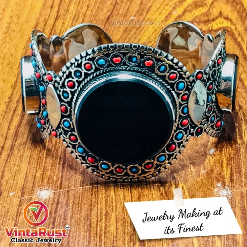 Single Handmade Kuchi Cuff Bracelet: Afghan Tribal Jewelry